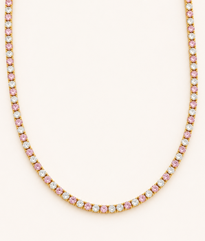Pink Tennis Necklace