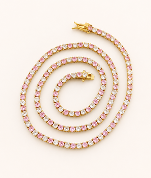 Pink Tennis Necklace